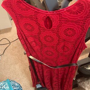 Red Eyelet Lace Dress